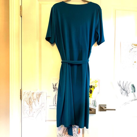White House Black Market 18W Teal Faux Wrap Dress - Picture 3 of 6